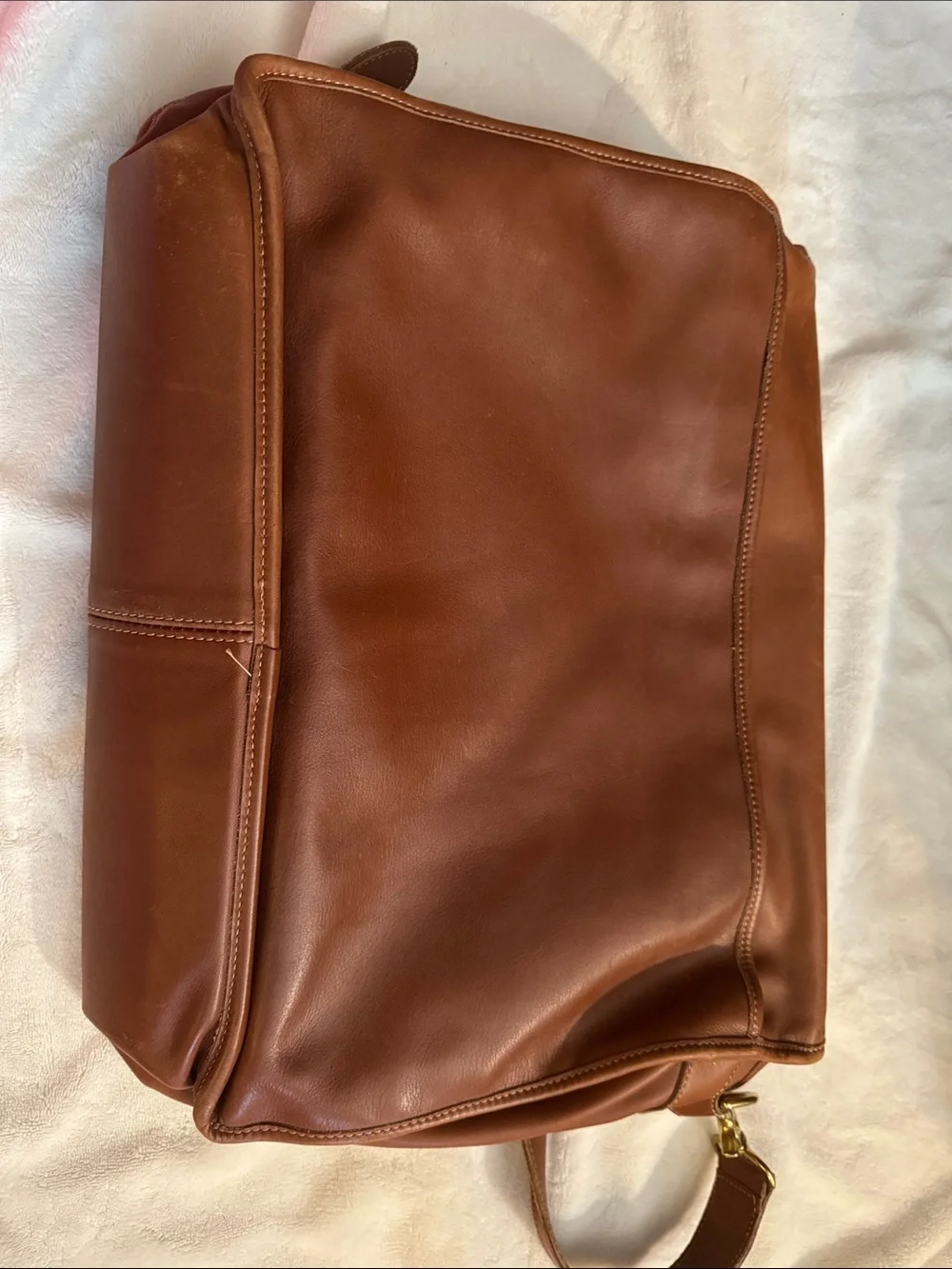 Coach Saddle Brown Leather Briefcase with Brass Hardware